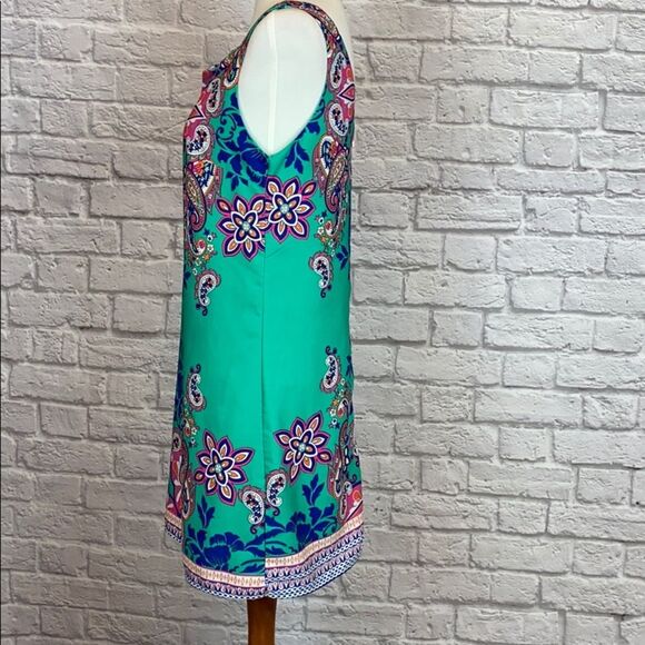 By Together Colorful Boho Paisley Sleeveless Shift Dress Size S - Picture 2 of 6